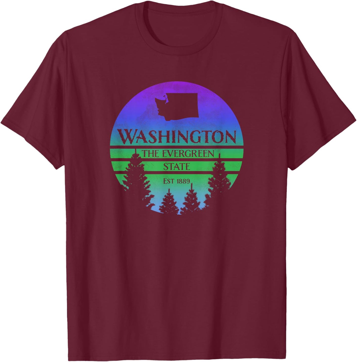 Washington The Evergreen State Silhouette Graphic T-Shirt - T-Shirt | Maroon