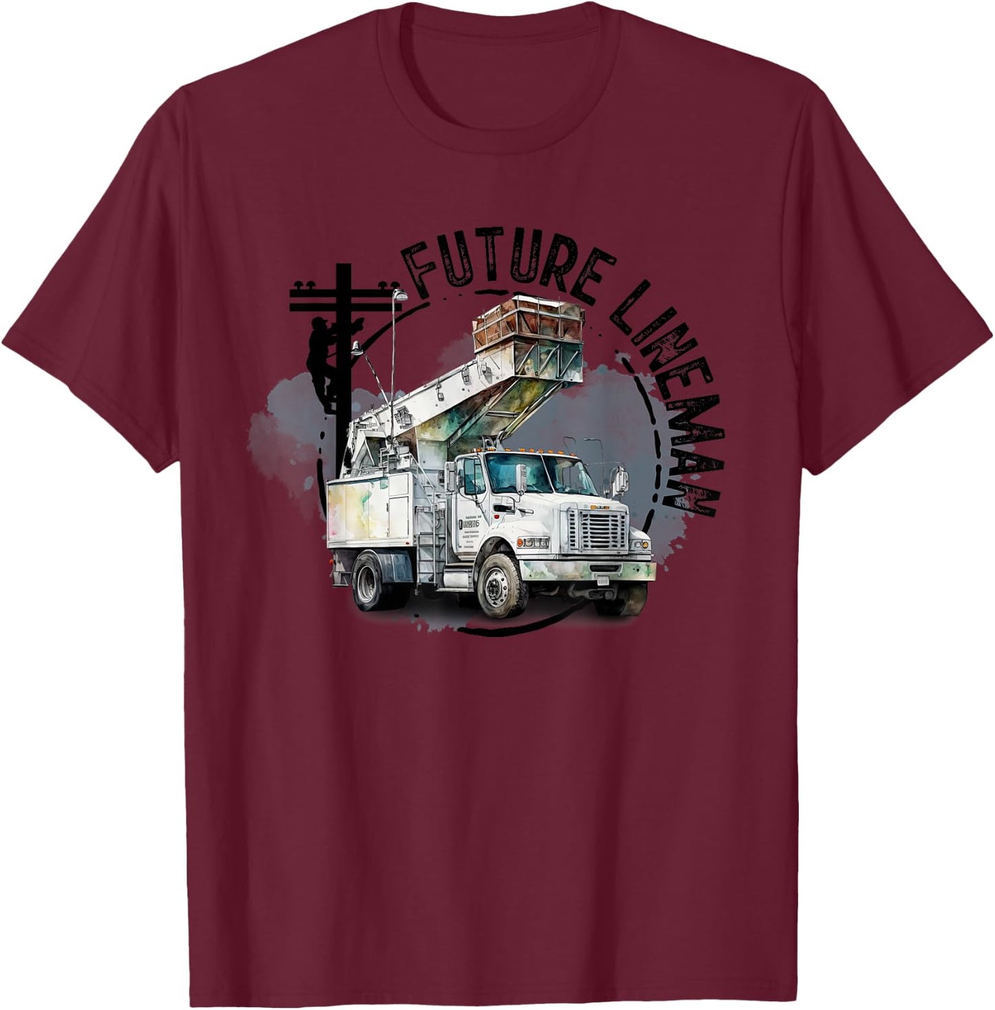 Future Lineman Bucket Truck Kid Future Electric Cable To Be T-Shirt - T-Shirt | Maroon