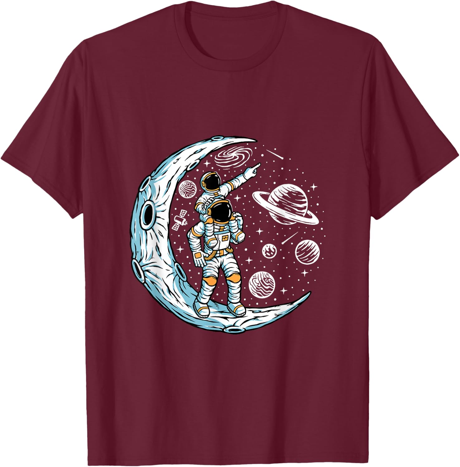 Astronaut Father And Son In Space T-Shirt - T-Shirt | Maroon