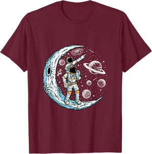 Astronaut Father And Son In Space T-Shirt - T-Shirt | Maroon