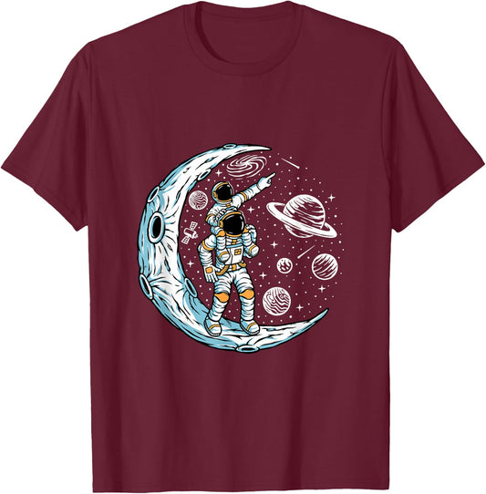 Astronaut Father And Son In Space T-Shirt - T-Shirt | Maroon