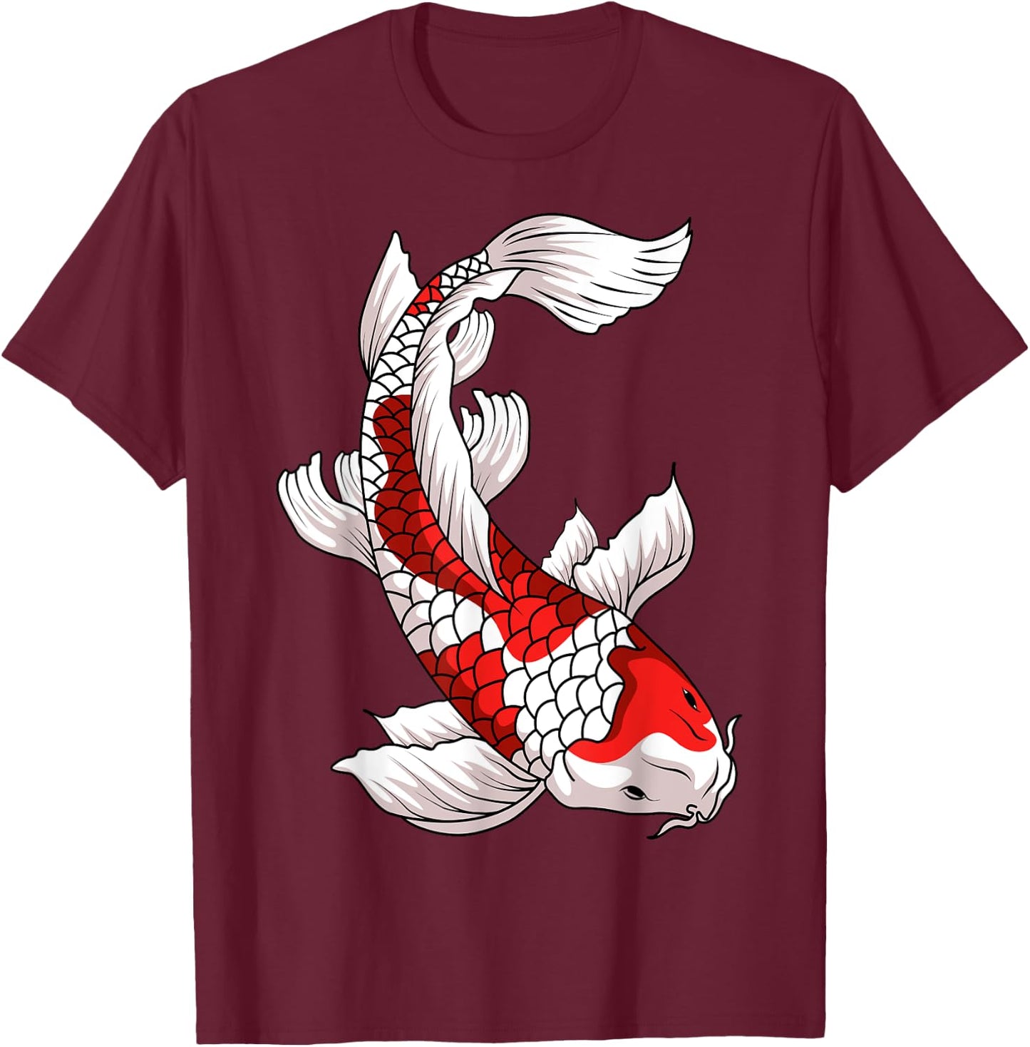 Koi Fish Carp Japanese Asian Nishikigoi Taisho Sanke Asagi T-Shirt - T-Shirt | Maroon