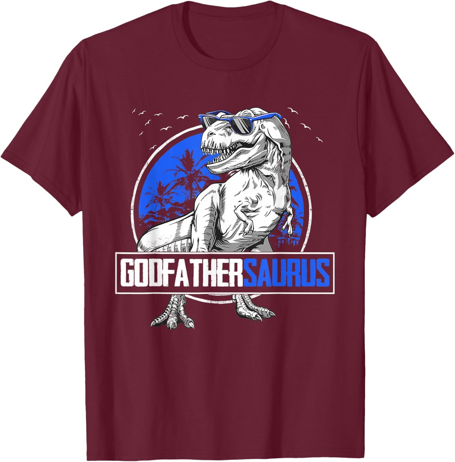Godfathersaurus Godfather Saurus Dinosaur Family Matching T-Shirt - T-Shirt | Maroon