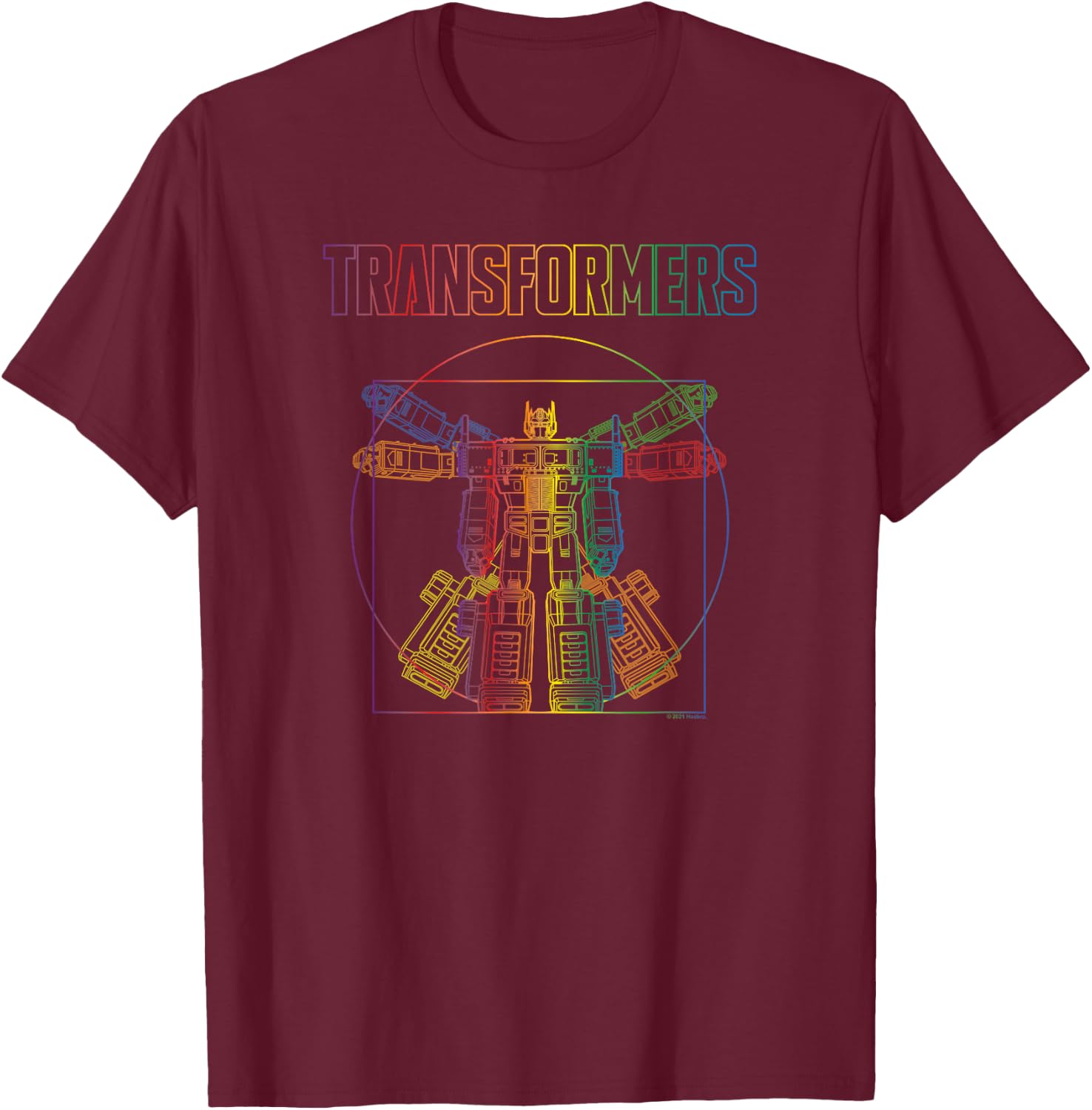 Transformers Pride Vitruvian Optimus Prime Logo T-Shirt - T-Shirt | Maroon