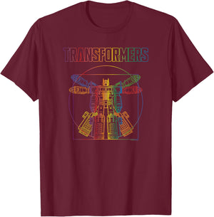 Transformers Pride Vitruvian Optimus Prime Logo T-Shirt - T-Shirt | Maroon