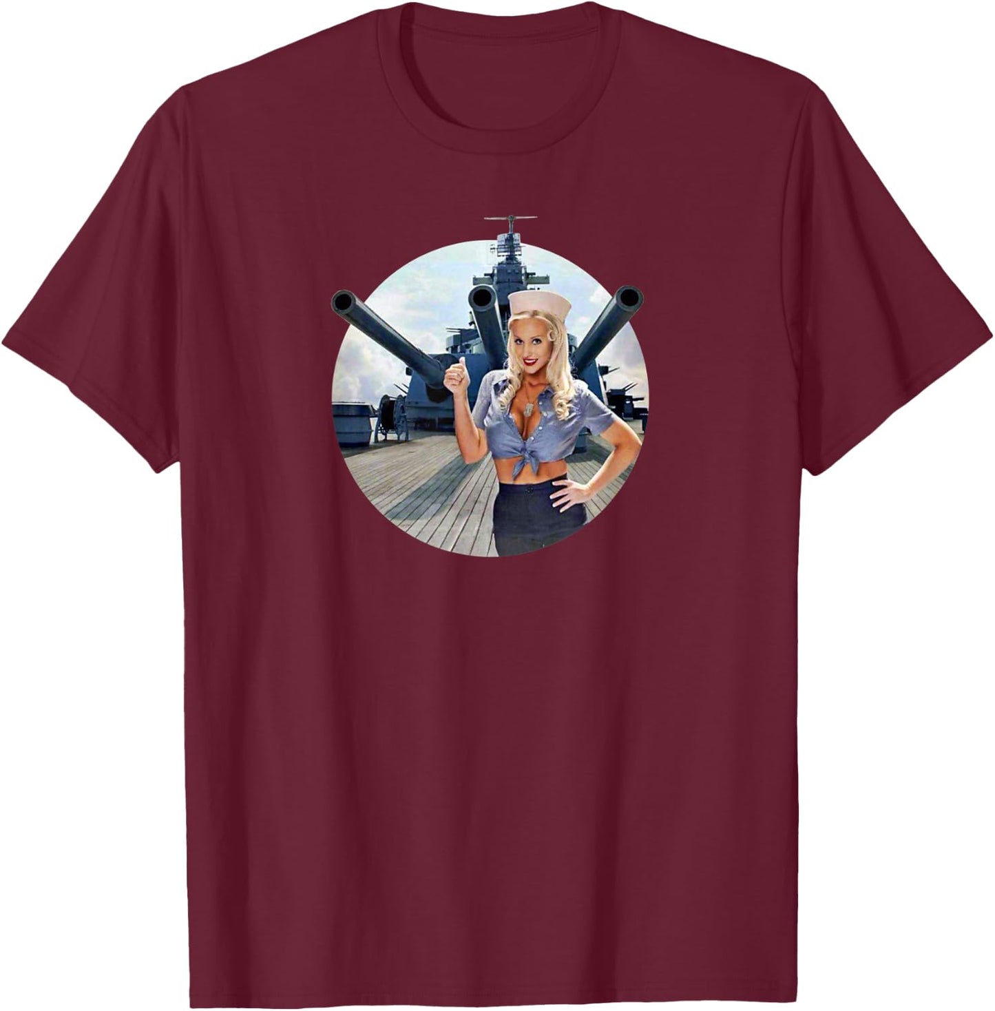Pinup Girl Navy WW2 Vintage Poster T-Shirt - T-Shirt | Maroon