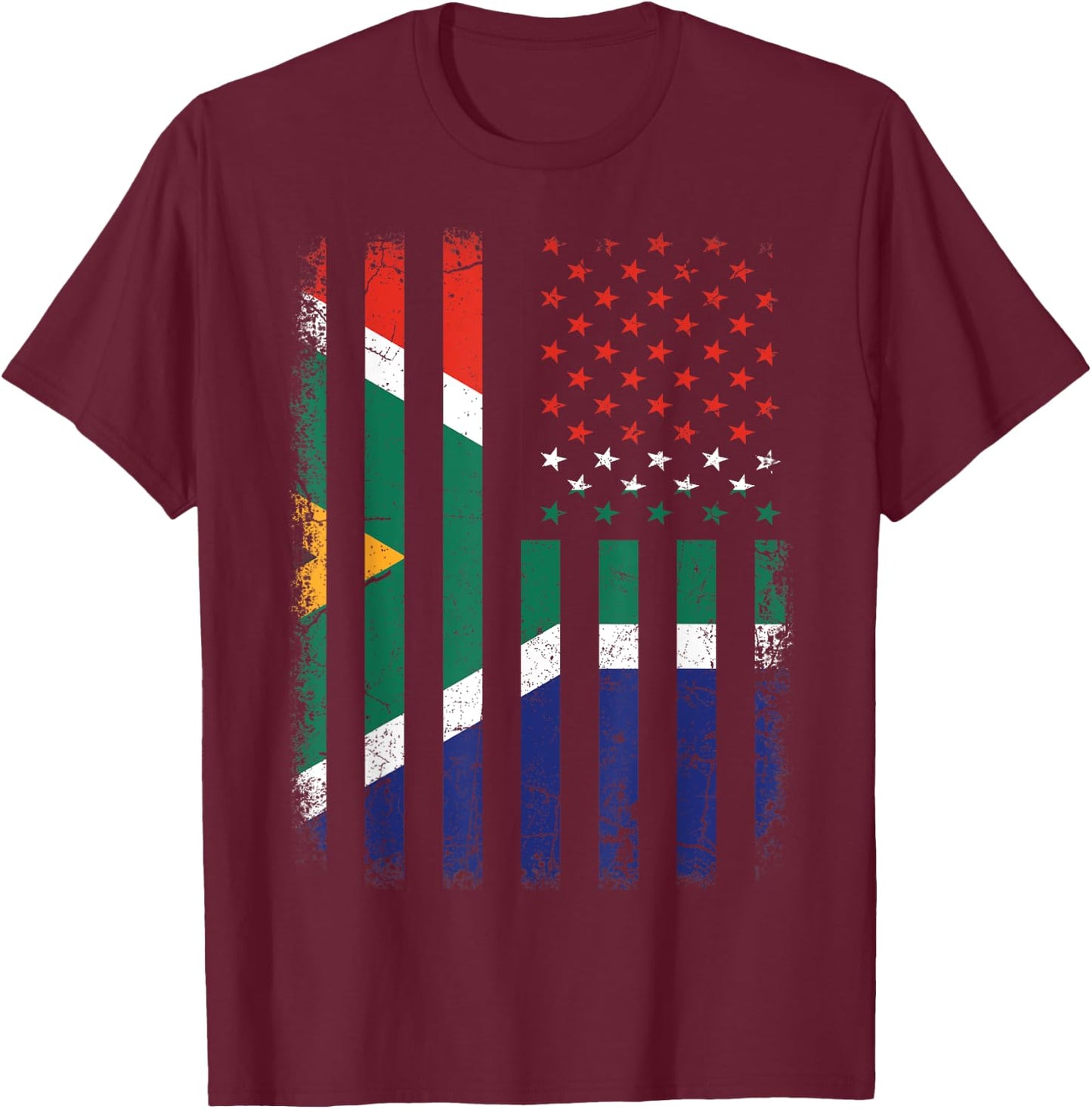 South African American Flag South African Roots South Africa Women Kids Men T-Shirt - T-Shirt | Maroon