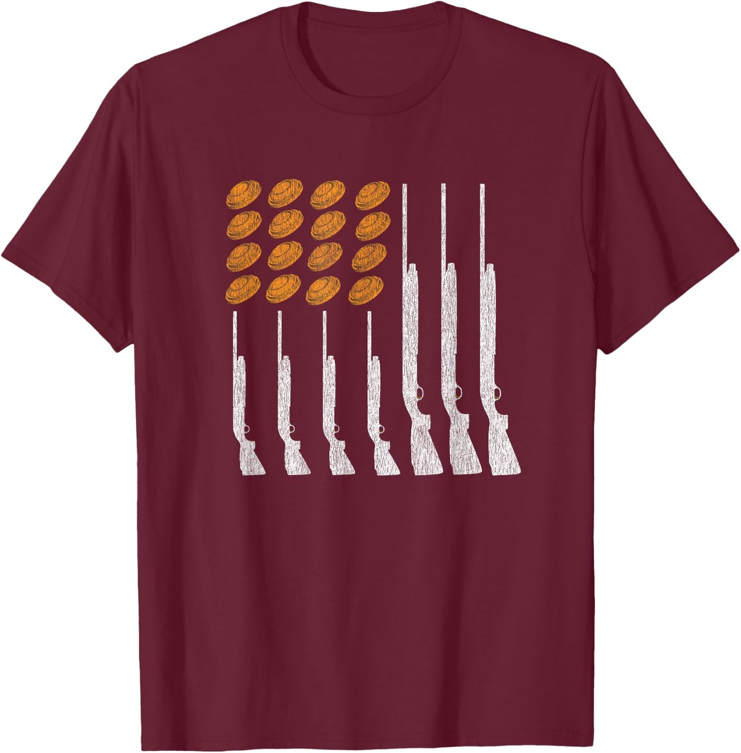 Clay Target Shooting Trap Skeet American Flag Patriotic T-Shirt - T-Shirt | Maroon