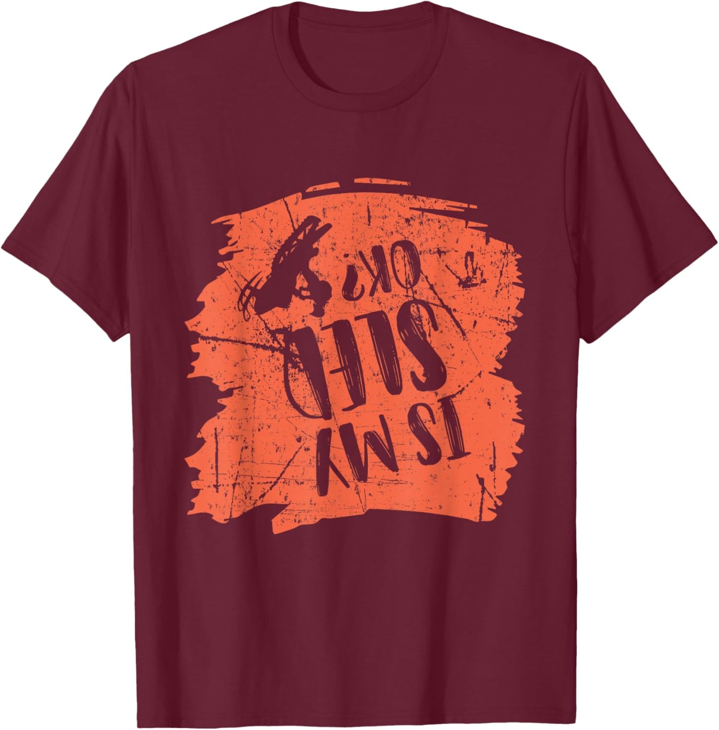 Funny Snowmobiling Jokes Is My Sled Ok? Rolled Over Machine T-Shirt - T-Shirt | Maroon