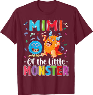 Mimi Of The Little Monster Birthday Family Monster T-Shirt - T-Shirt | Maroon