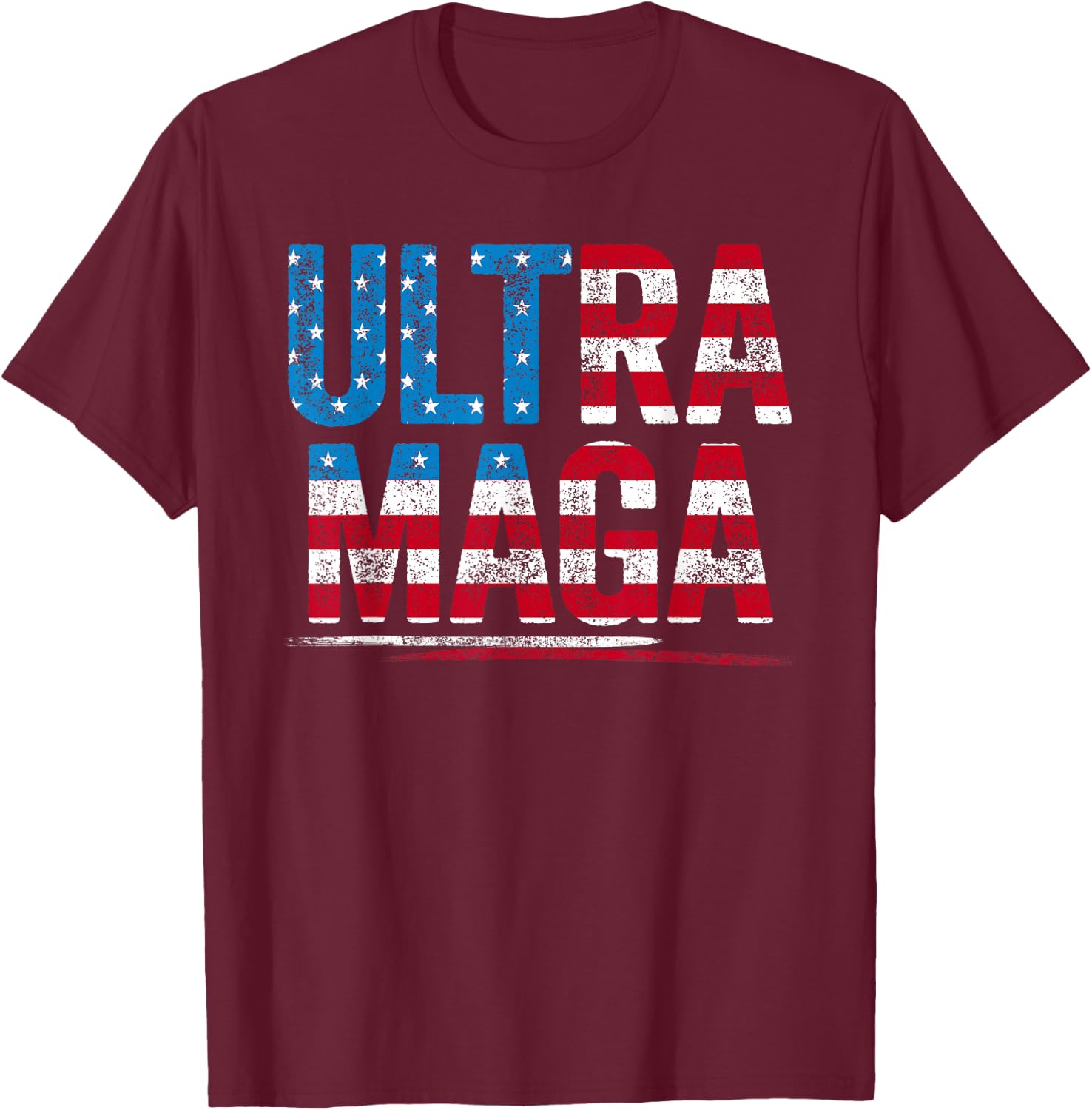 Trump Shirt Ultra Mega US Flag American Flag Shirt Trump T-Shirt - T-Shirt | Maroon