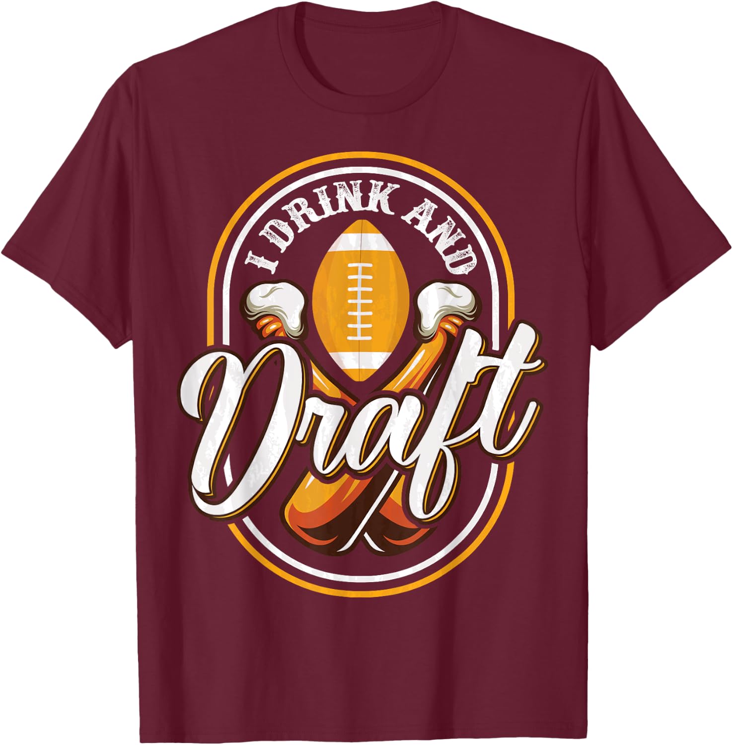 Funny Fantasy Football Trophy Draft Shirt Beer and Draft T-Shirt - T-Shirt | Maroon