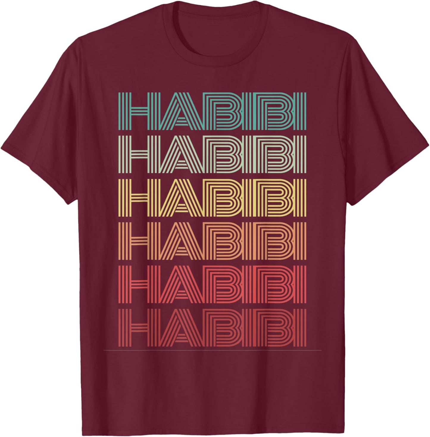 Funny Arabic Word HABIBI Retro Wife Halal Arab Yalla Wedding T-Shirt - T-Shirt | Maroon