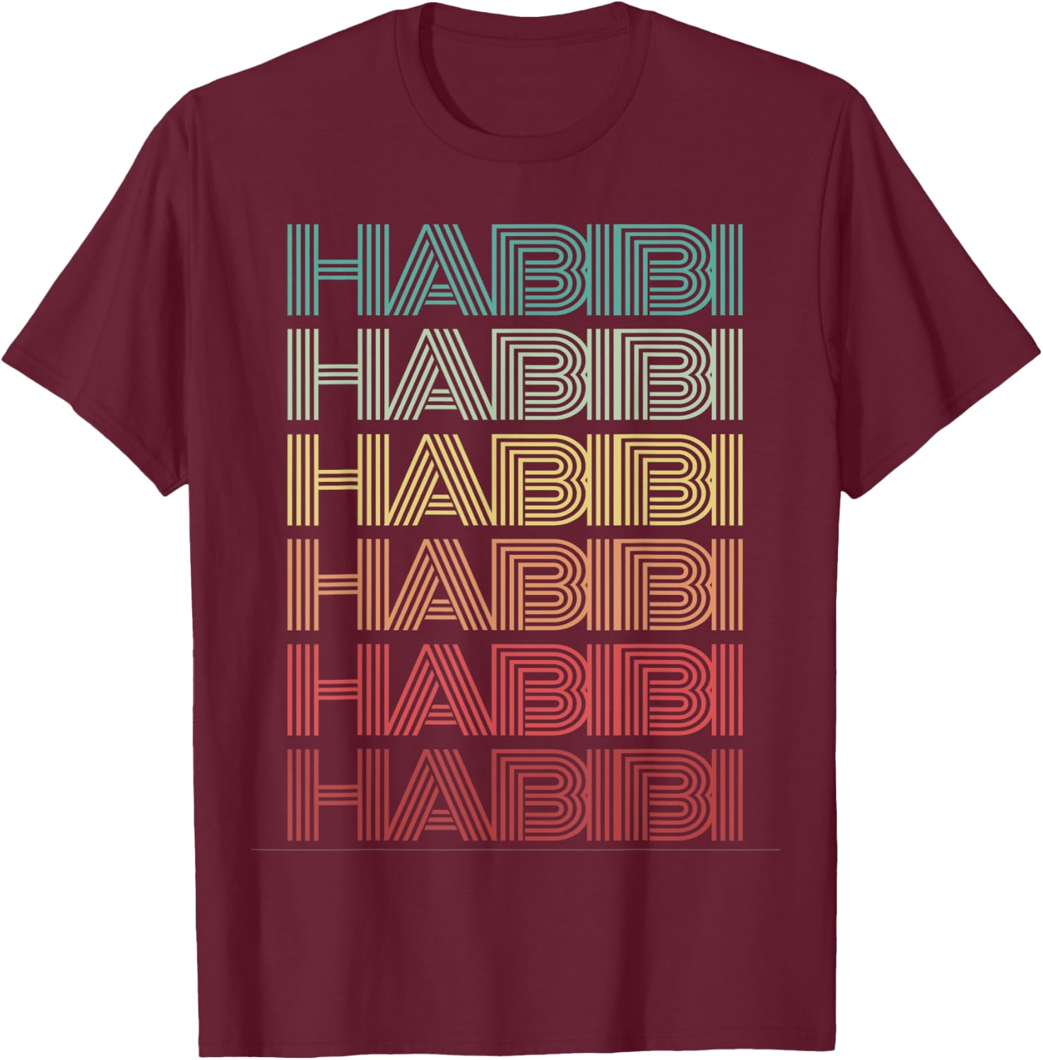 Funny Arabic Word HABIBI Retro Wife Halal Arab Yalla Wedding T-Shirt - T-Shirt | Maroon