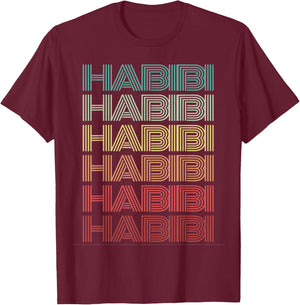 Funny Arabic Word HABIBI Retro Wife Halal Arab Yalla Wedding T-Shirt - T-Shirt | Maroon