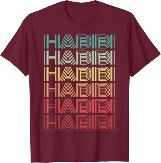 Funny Arabic Word HABIBI Retro Wife Halal Arab Yalla Wedding T-Shirt - T-Shirt | Maroon