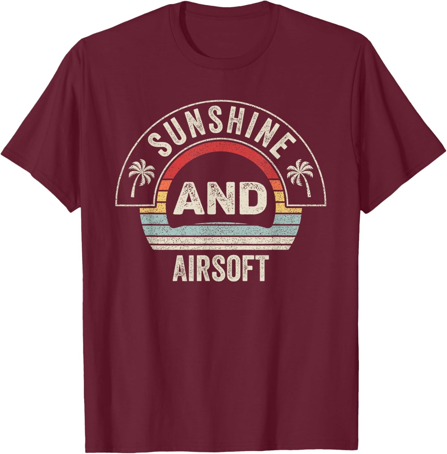 Vintage Retro Sunshine And Airsoft Lover Summer T-Shirt - T-Shirt | Maroon