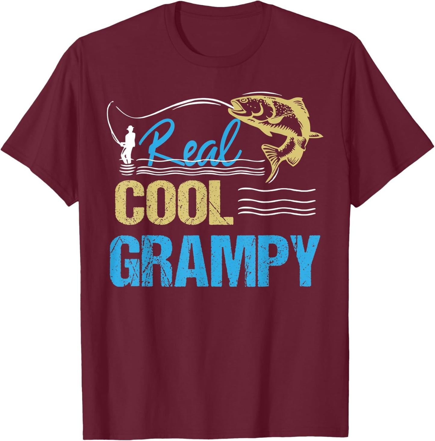 Vintage Reel Cool Grampy Fishing Daddy Grandpa Fathers Day T-Shirt - T-Shirt | Maroon