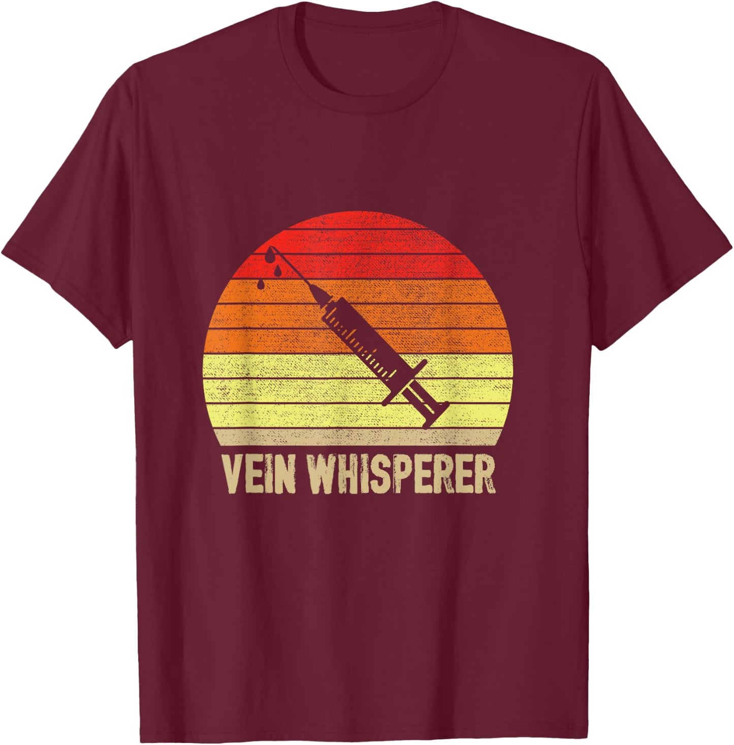 Retro Phlebotomist Vein Whisperer Medical Nurse Phlebotomy T-Shirt - T-Shirt | Maroon