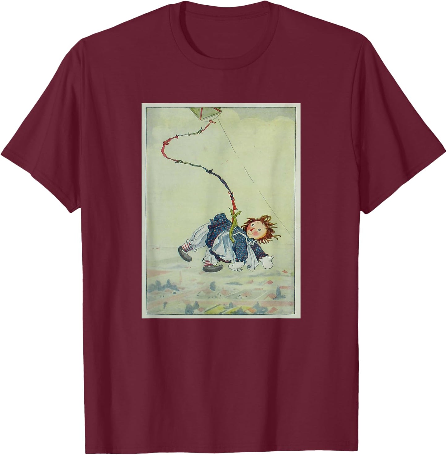 Raggedy Ann Hanging from a Kite (1918) T-Shirt - T-Shirt | Maroon