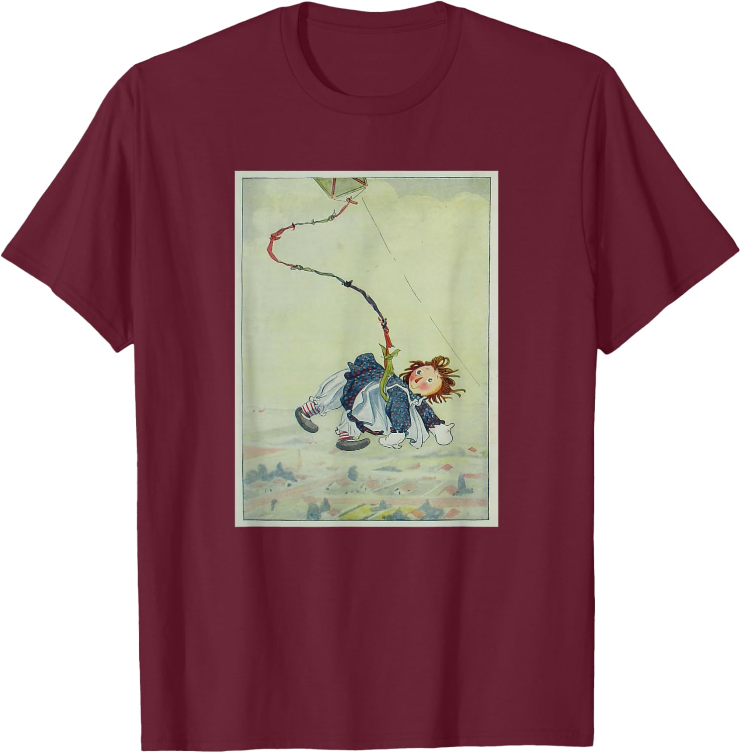 Raggedy Ann Hanging from a Kite (1918) T-Shirt - T-Shirt | Maroon