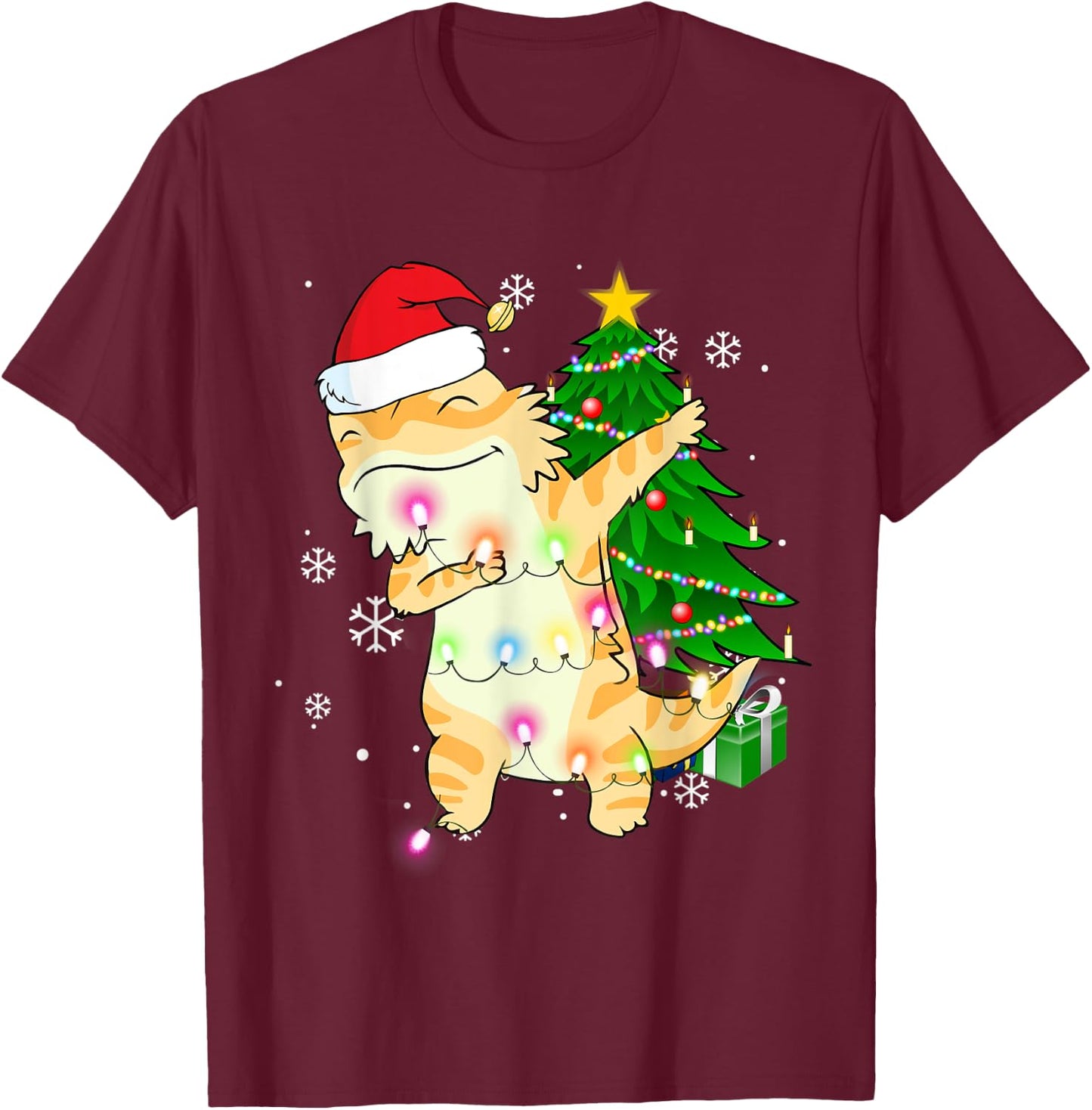 Dabbing Bearded Dragon Christmas Costume Cute Youth Kids T-Shirt - T-Shirt | Maroon