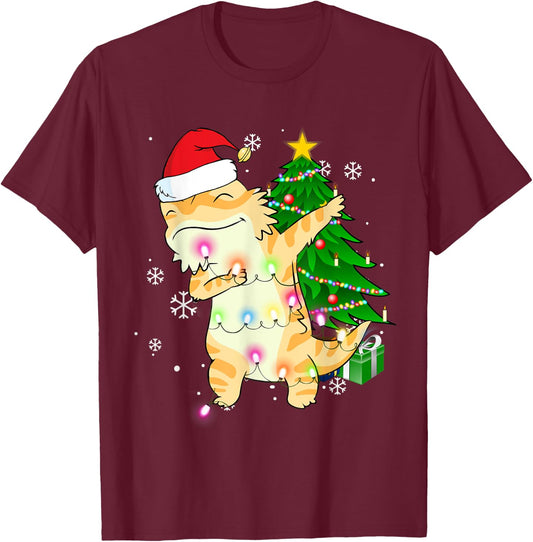 Dabbing Bearded Dragon Christmas Costume Cute Youth Kids T-Shirt - T-Shirt | Maroon