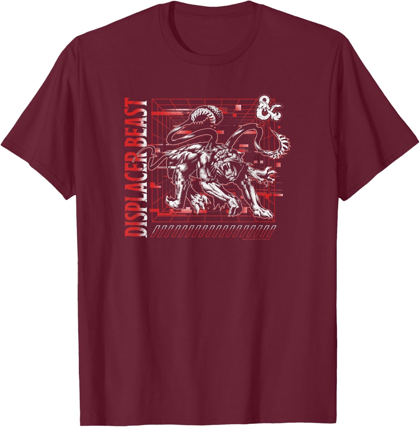 Dungeons & Dragons Displacer Beast Glitch Poster T-Shirt - T-Shirt | Maroon