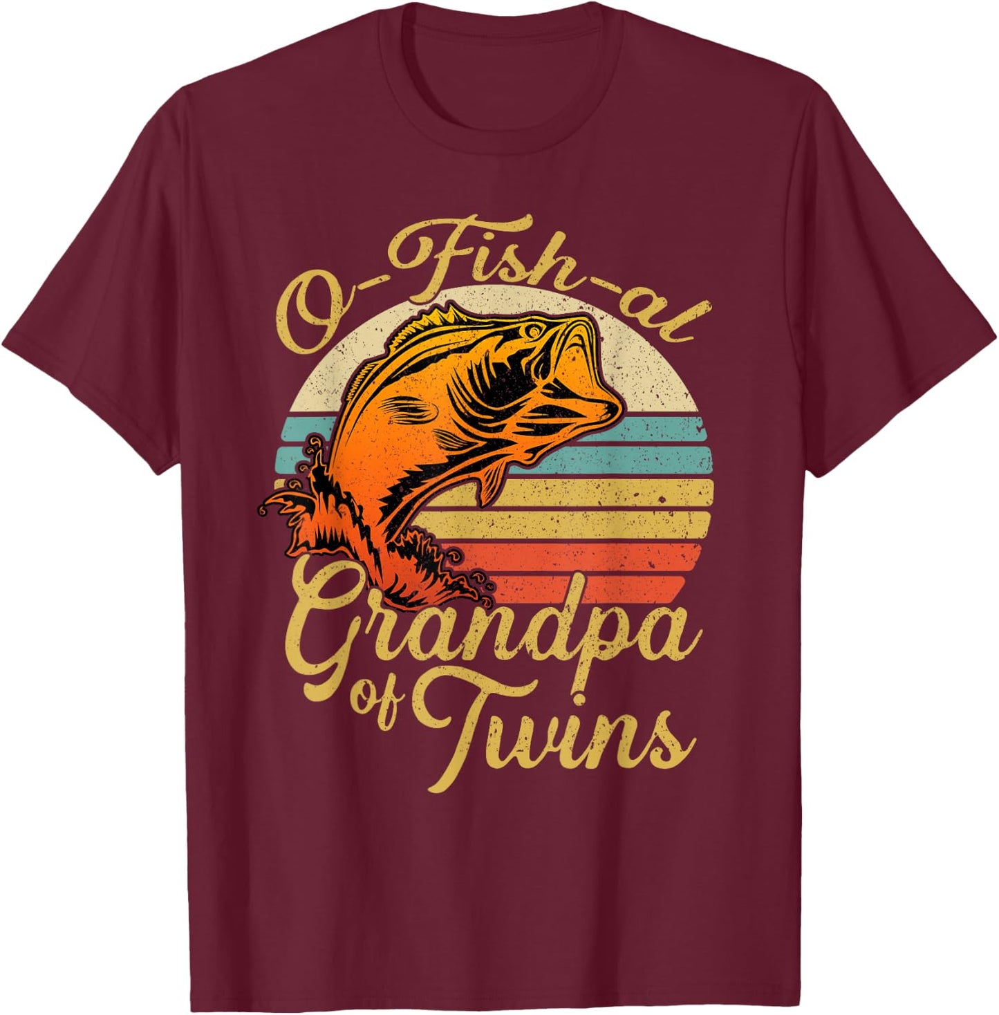 O fish al Grandpa of Twins Baby Pregnancy Announcement T-Shirt - T-Shirt | Maroon