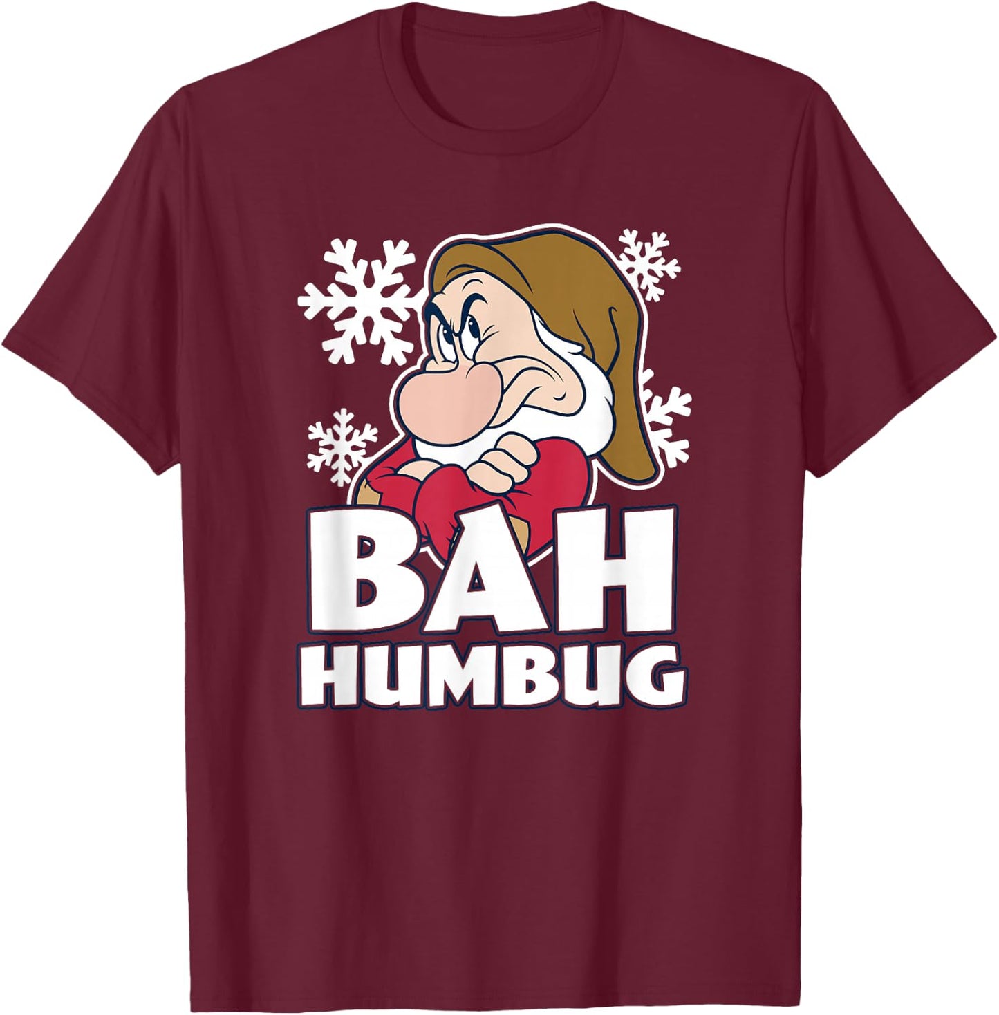 Disney Snow White & The Seven Dwarfs Christmas Grumpy Humbug T-Shirt - T-Shirt | Maroon