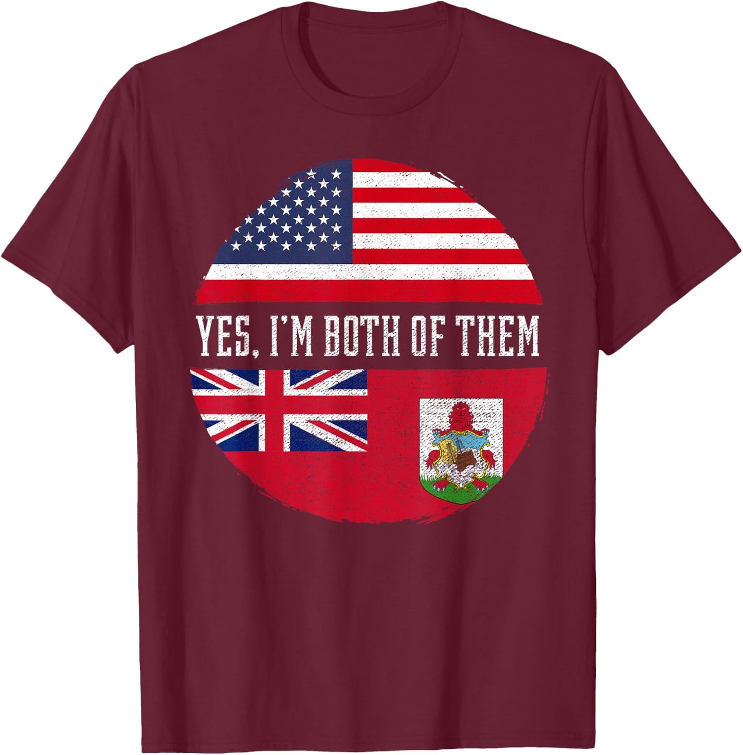 Half American Half Bermudian USA Flag Bermuda Heritage DNA T-Shirt - T-Shirt | Maroon