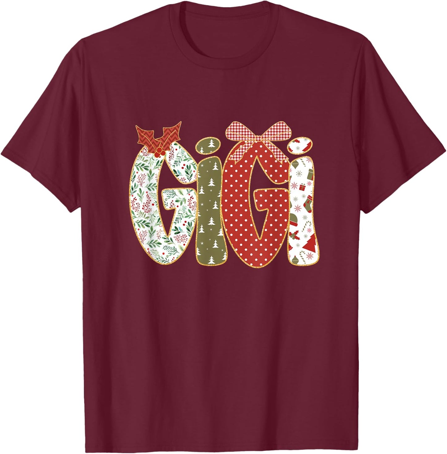 Christmas Gigi Coquette Holiday Grandma T-Shirt - T-Shirt | Maroon