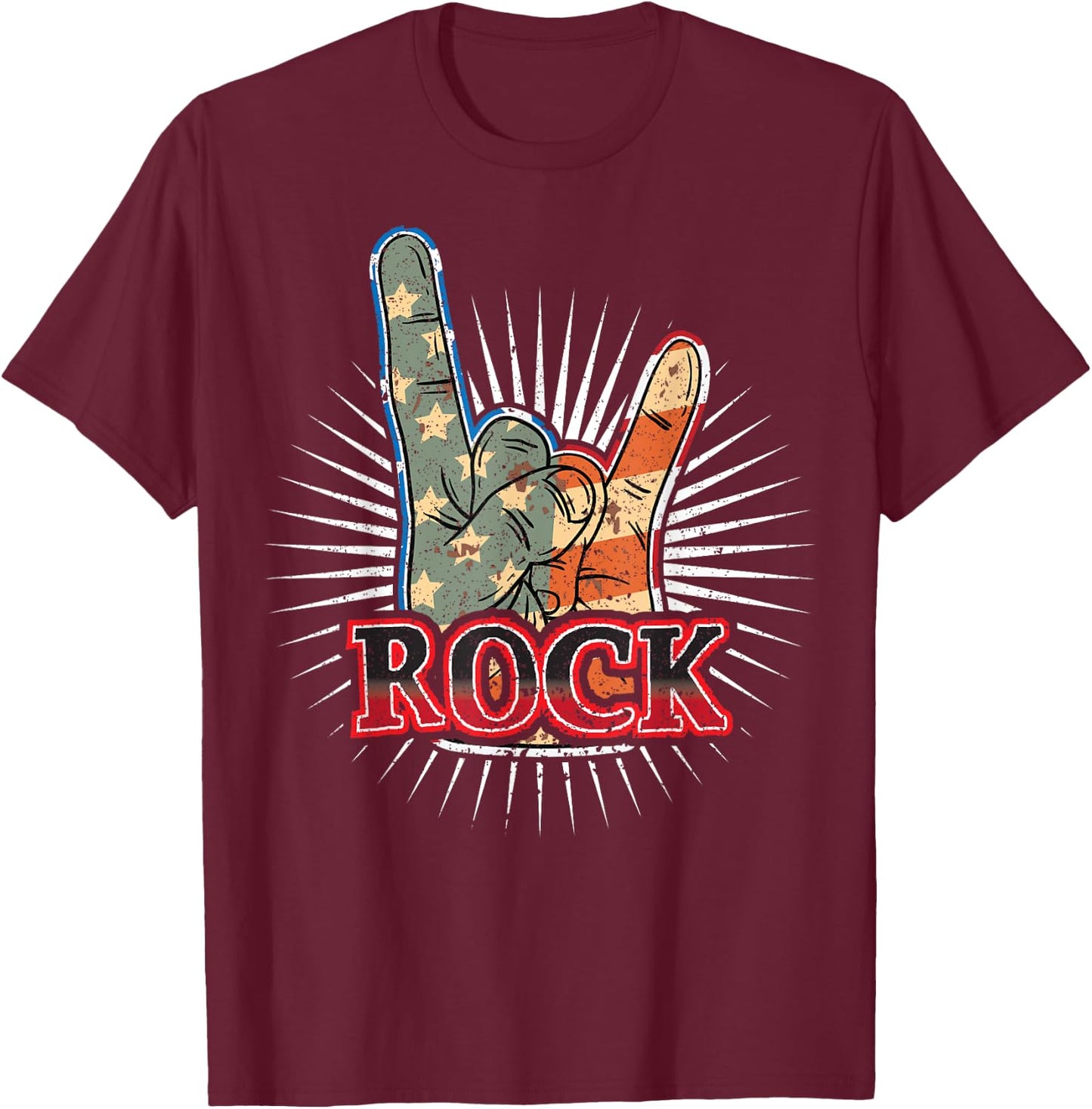 Vintage USA Rock - Band Concert Poster 70s 80s T-Shirt - T-Shirt | Maroon