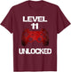 Level 11 Unlocked Boys 11th Birthday 11 Year Old Gamer T-Shirt - T-Shirt | Maroon