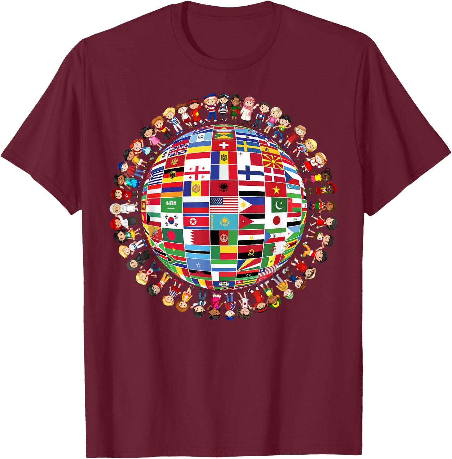 World Peace International Day Of Peace National Flags T-Shirt - T-Shirt | Maroon