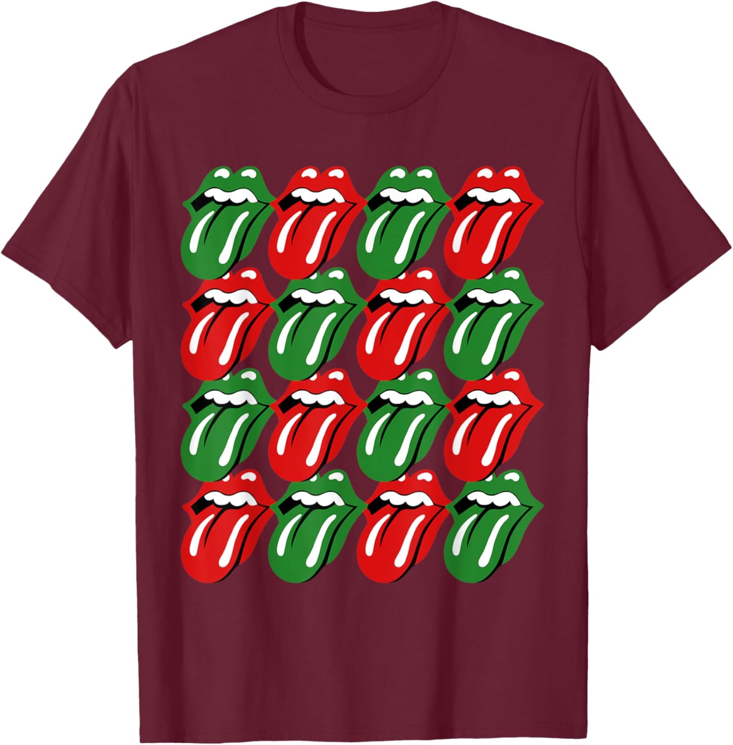 Rolling Stones Holiday Tongue Repeat Logo T-Shirt - T-Shirt | Maroon