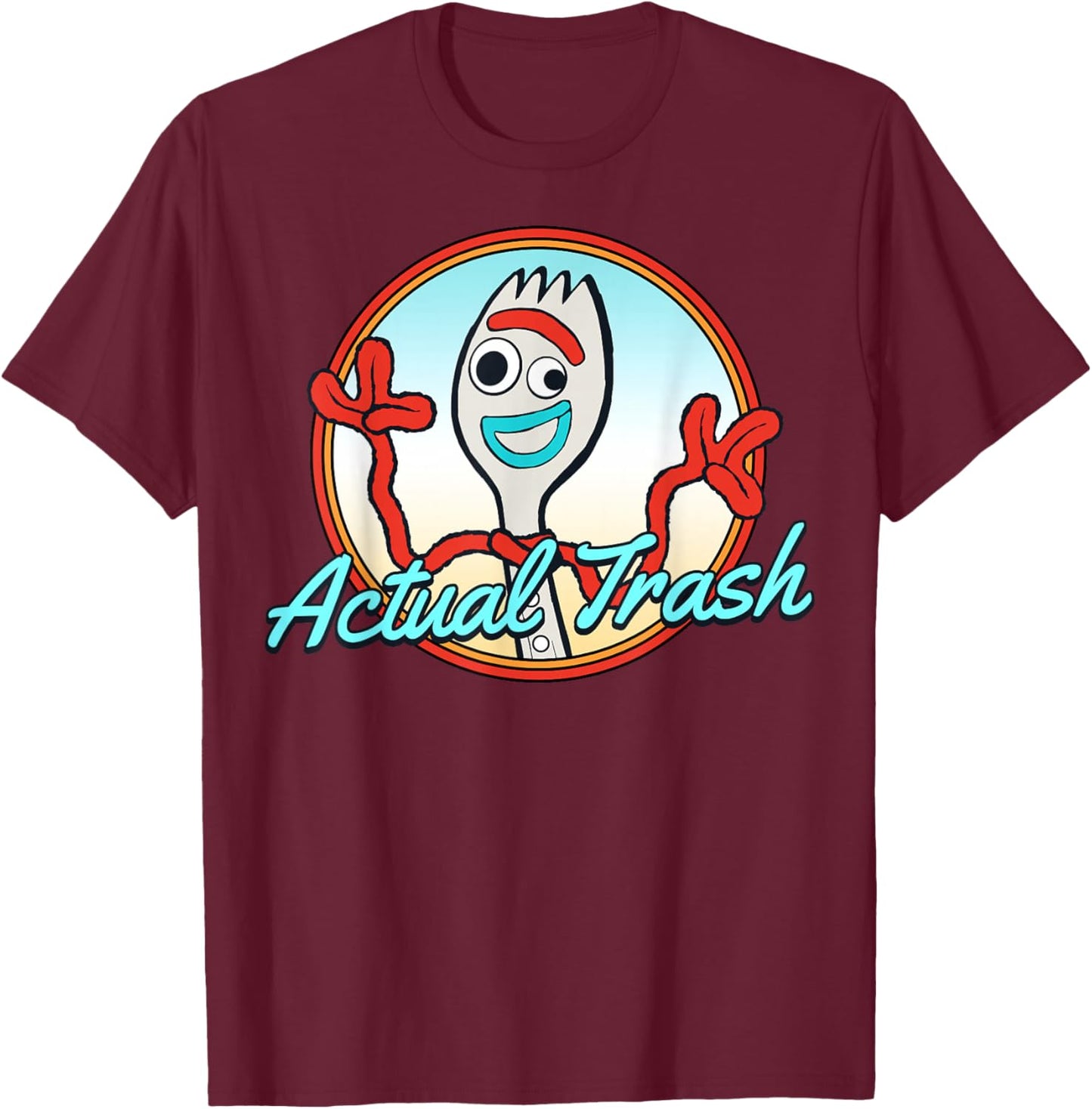 Disney Pixar Toy Story Forky Actual Trash Portrait T-Shirt - T-Shirt | Maroon