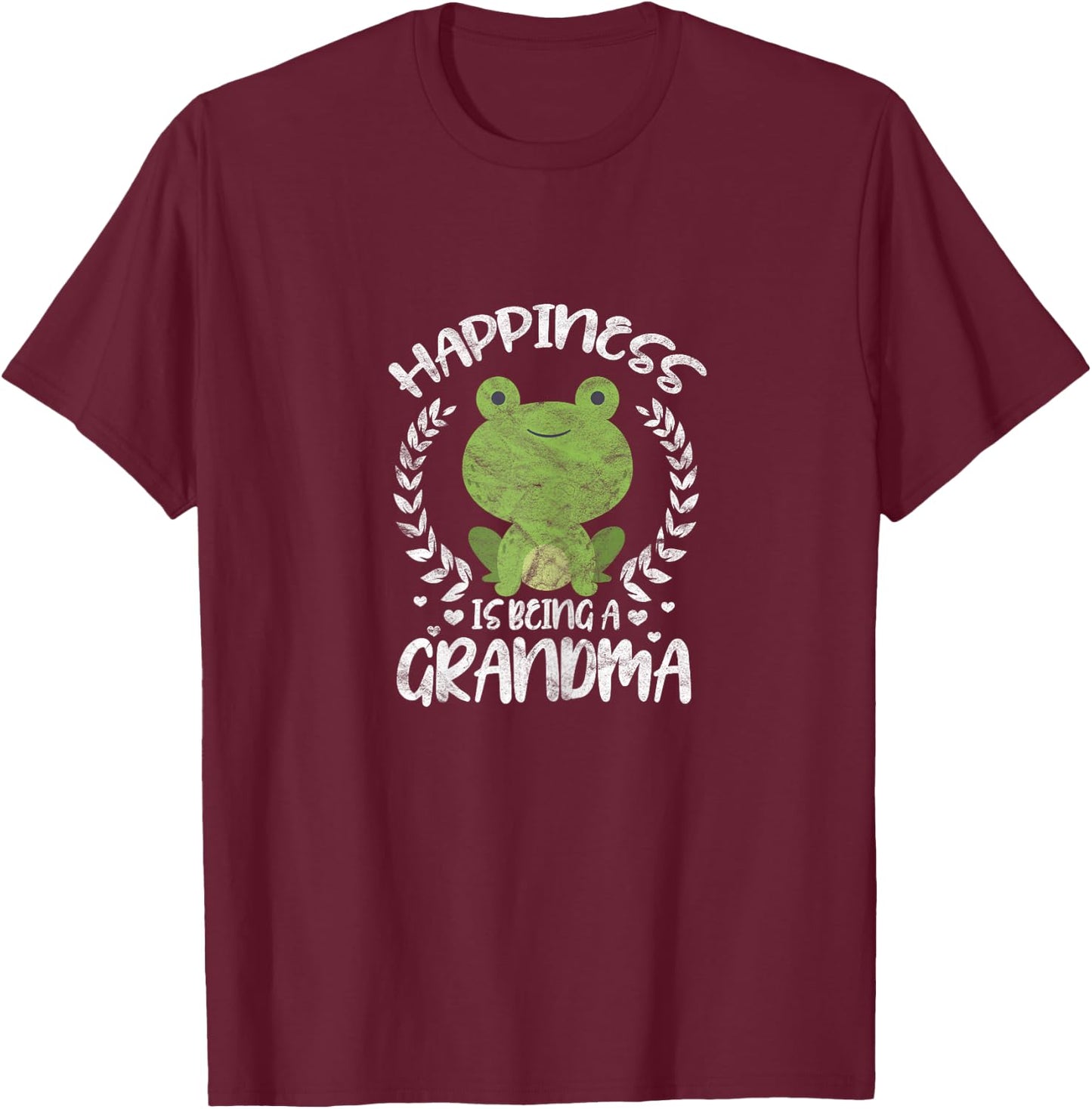 Happiness is Being a Grandma Funny Cute Grandmother Frog T-Shirt - T-Shirt | Maroon