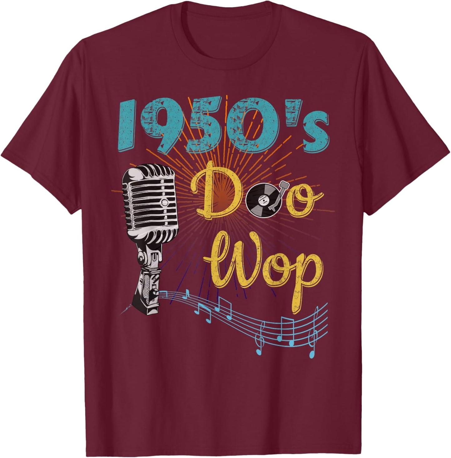 1950s Doo Wop Retro Vintage T-Shirt - T-Shirt | Maroon