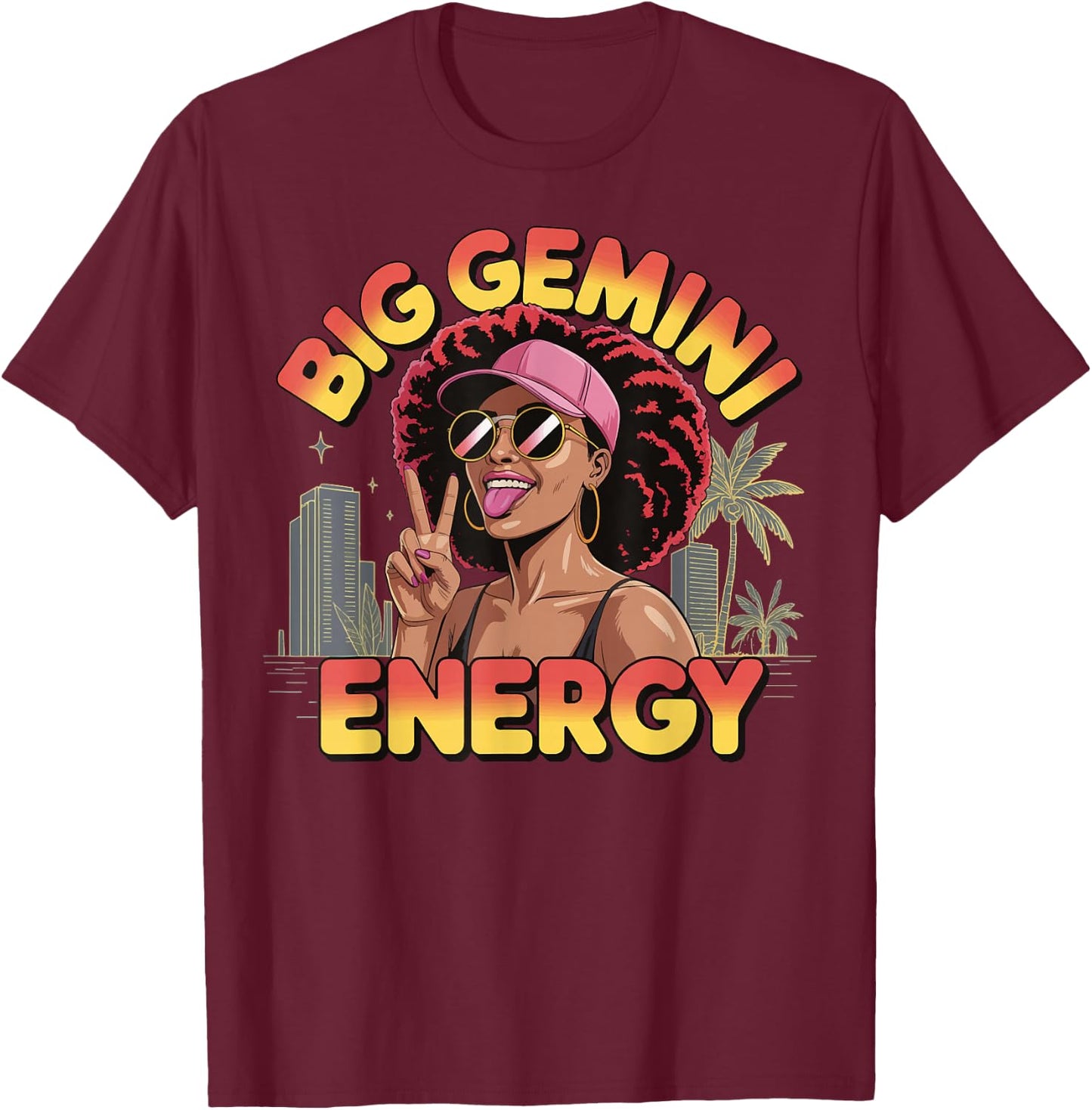 Big Gemini Energy T-Shirt - T-Shirt | Maroon