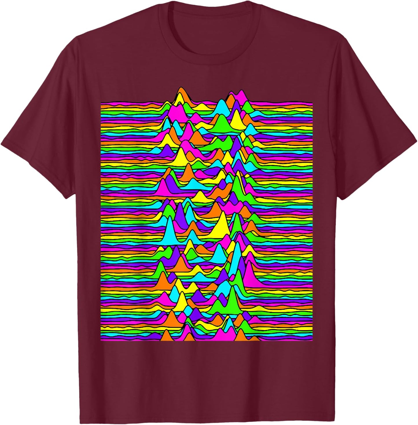 Rainbow Pulsar Waves Unknown Pleasures Space Science Teacher Women Kids T-Shirt - T-Shirt | Maroon