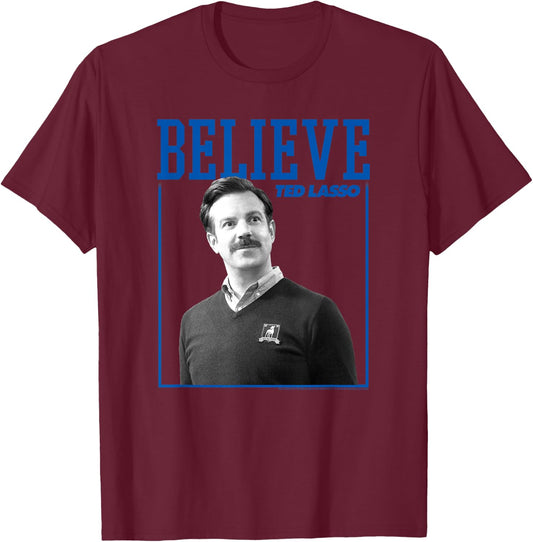 Ted Lasso Believe Photo T-Shirt - T-Shirt | Maroon