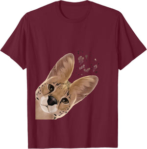 Funny Curious Serval T-Shirt - T-Shirt | Maroon
