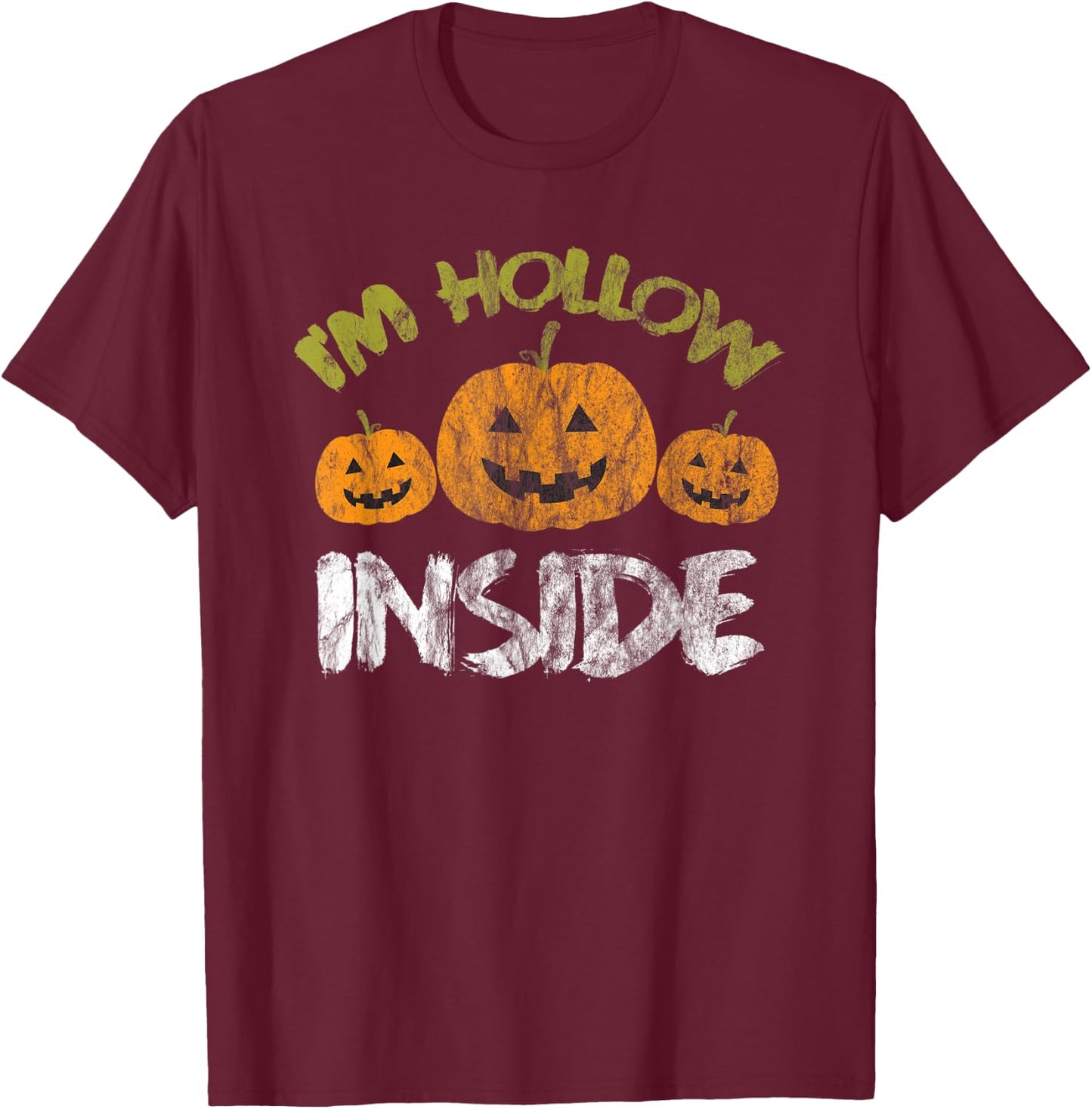 Hollow Inside Funny Retro Halloween T-Shirt - T-Shirt | Maroon