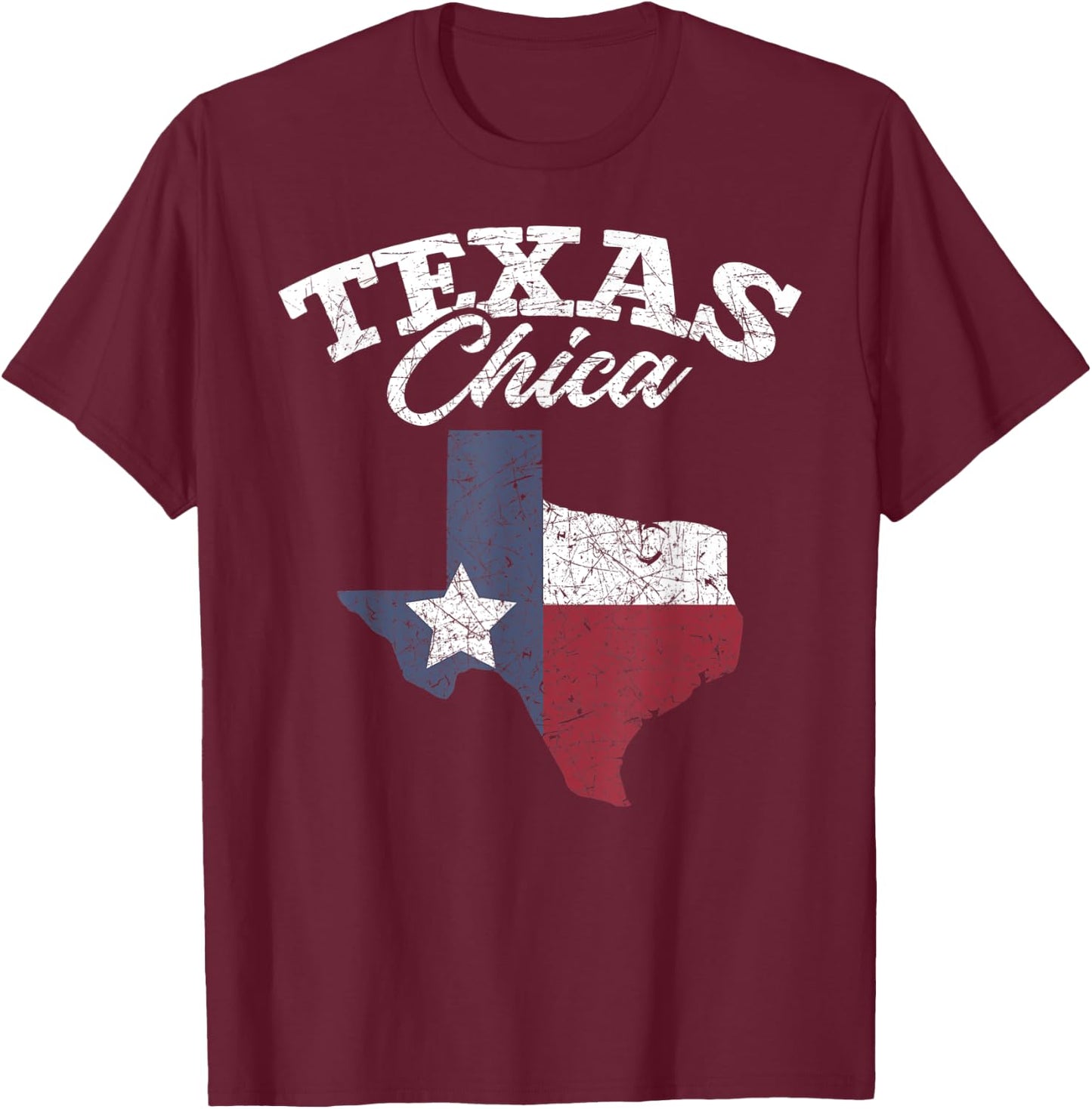 Patriotic Texan Women Girls Texas Chica Texas Flag Texas T-Shirt - T-Shirt | Maroon