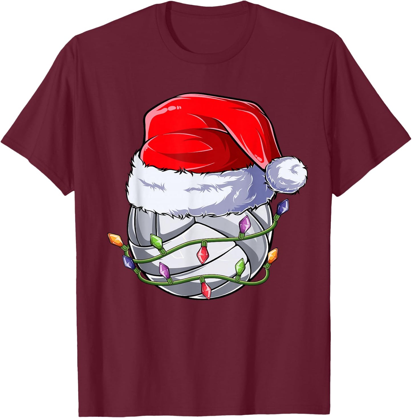 Volleyball Christmas Boy Apparel, Funny Santa Women Girls T-Shirt - T-Shirt | Maroon