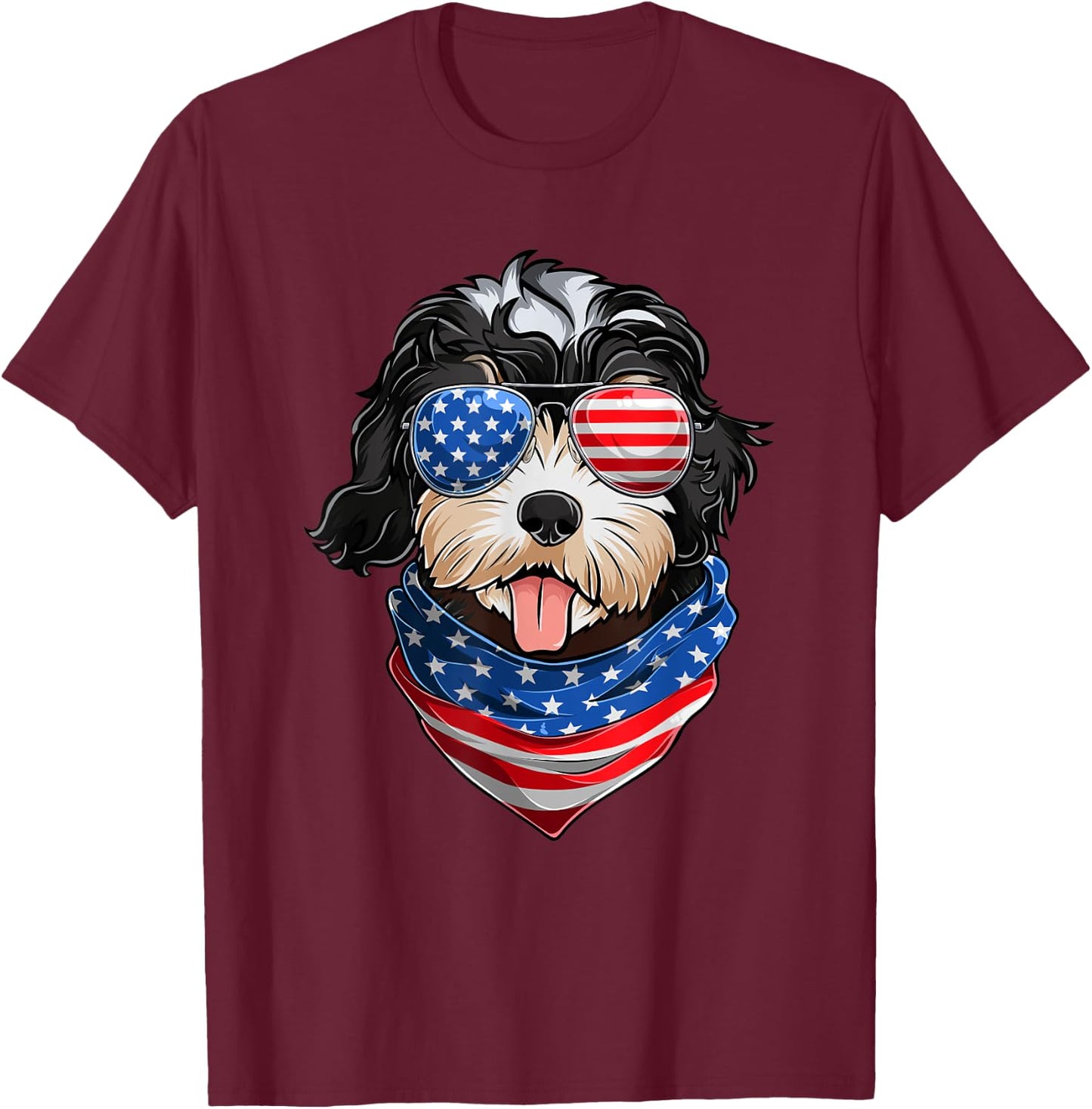 American Flag Golden Doodle Shirts, Fourth Of July Pet Lover T-Shirt - T-Shirt | Maroon