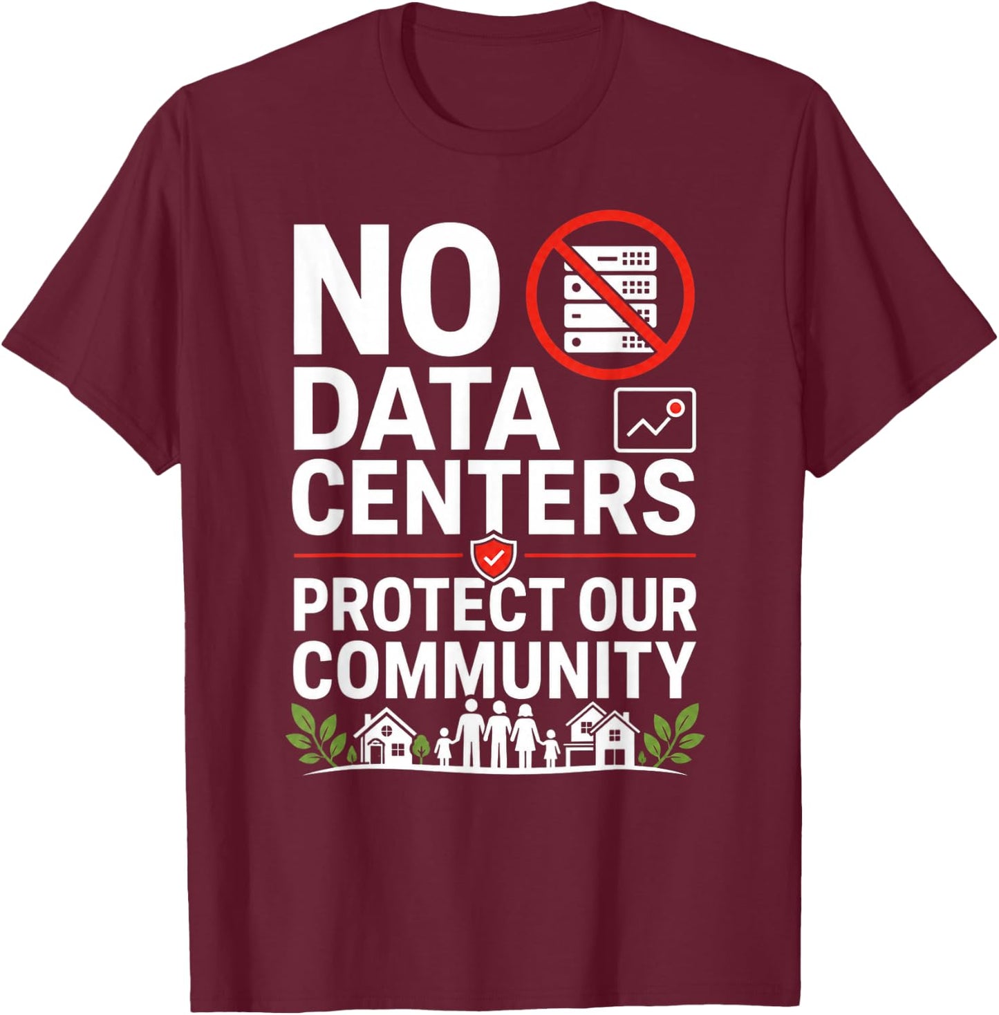 No Data Centers Protect Our Community Retro T-Shirt - T-Shirt | Maroon