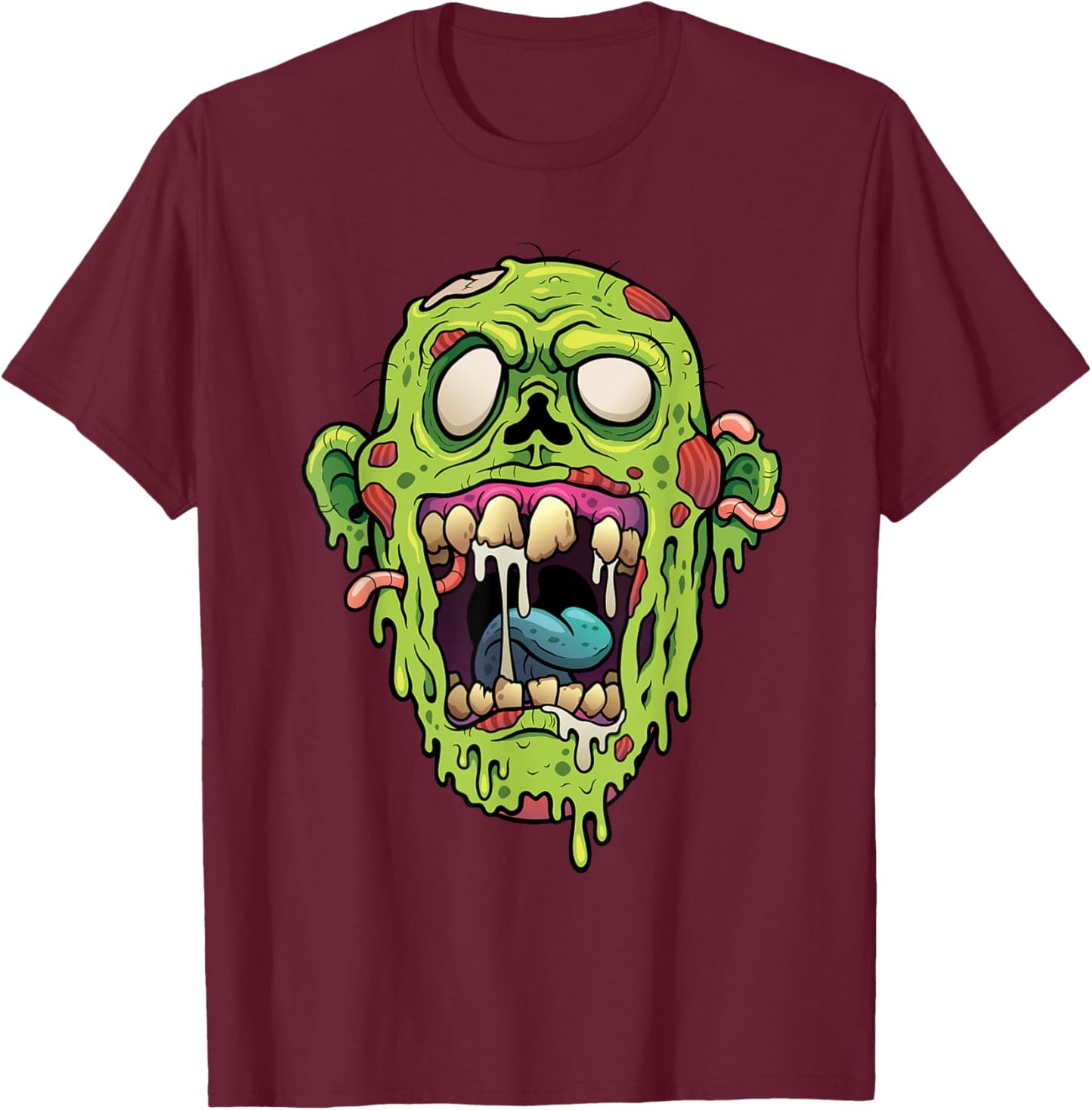 Scary Halloween Cartoon Zombie Gift T-Shirt - T-Shirt | Maroon