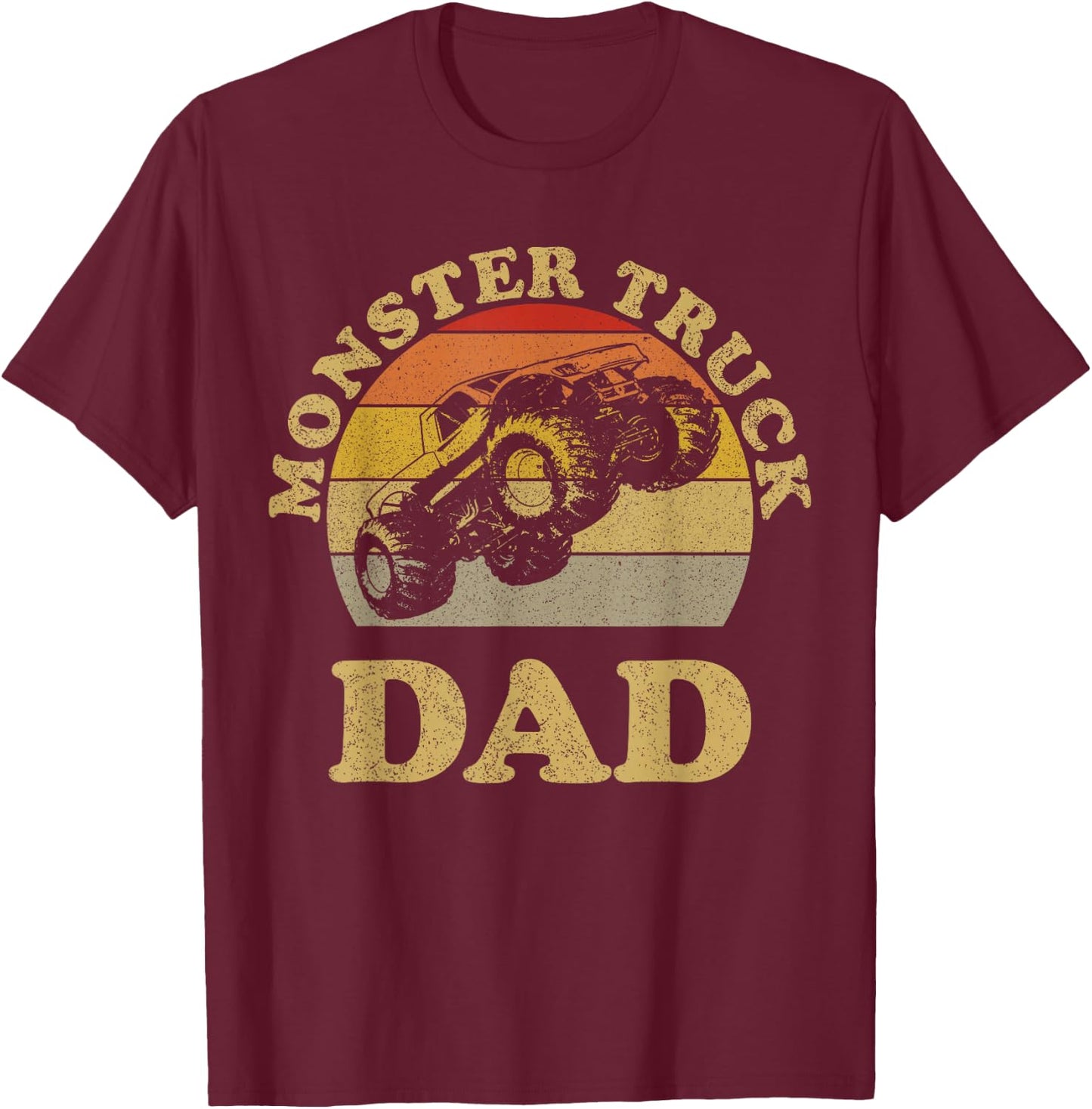 Monster Truck Dad Shirt Retro Vintage Monster Truck Shirt T-Shirt - T-Shirt | Maroon